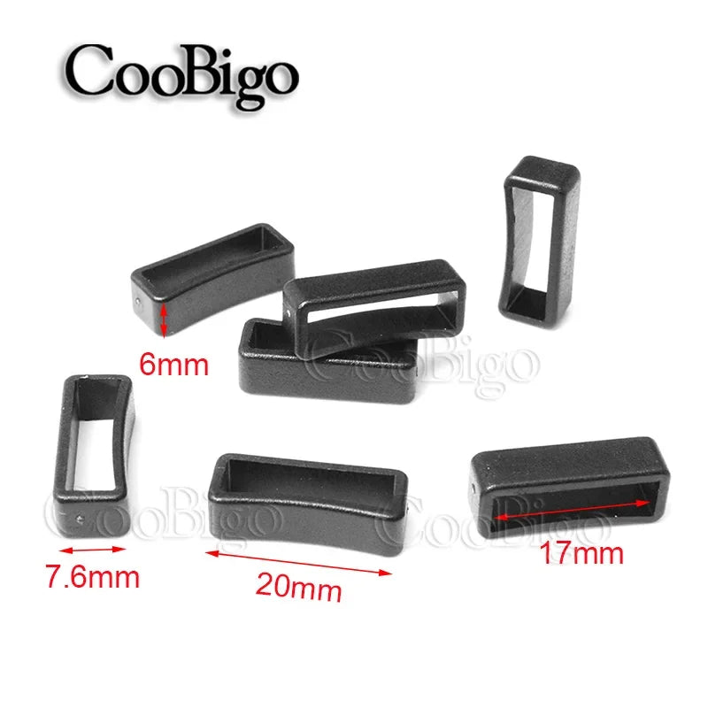 10pcs/pack Black Plastic Belt Loop Keeper Square Loop Buckles Belt Harness Backpack Straps