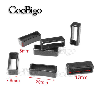 10pcs/pack Black Plastic Belt Loop Keeper Square Loop Buckles Belt Harness Backpack Straps
