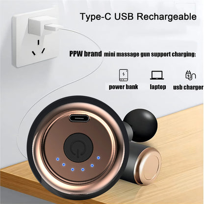 USB Portable Mini Massage Gun Pistol Facial Massager For Body Neck Deep Tissue Muscle Relaxation Gout Pain Relief Body Massager