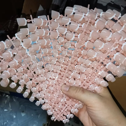 120pcs Square ToeNail Tips - Short French Tip Press On Toenails Pink Soft Gel Toe Nail Tips Full Cover Fake Toe Nail Extensions