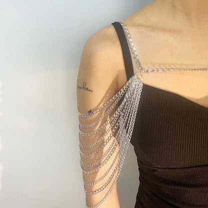 sexy body jewelry For  Women Fashion Metal Aluminum Shoulder Chain Bras Dress Accessories Festive Gift