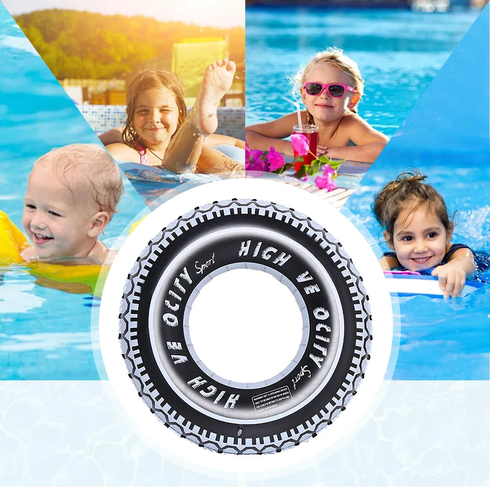 Swimming Pool Floating Rings Tire Pattern Leakproof Inflatable Swim Ring Pool Rings Air Mattresses Swimming Pool Accessories