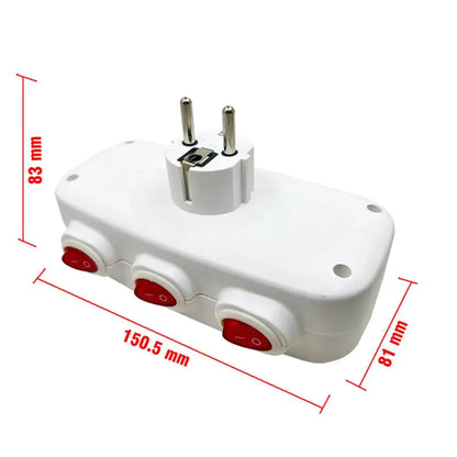 EU Electrical Sockets With ON/OFF Switch Euro Mounted 1 To 3 Way Germany Standard Extensions Adapter Power Plug Socket ﻿