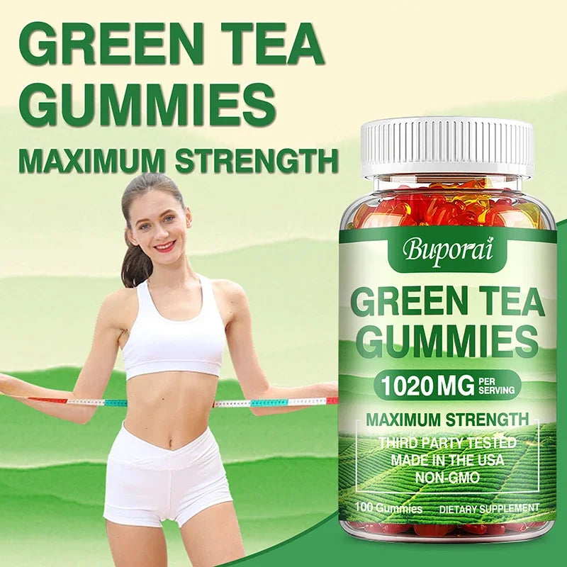 Green Tea Fat Gummies - Burn and Suppress Fat, Control Appetite, Weight, Intestinal Health