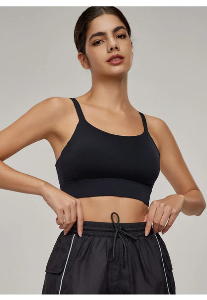 Sports Bra for Women, Shockproof Fixed Cup, Sexy and Beautiful Back, Breathable Fitness Bra with Chest Cushion