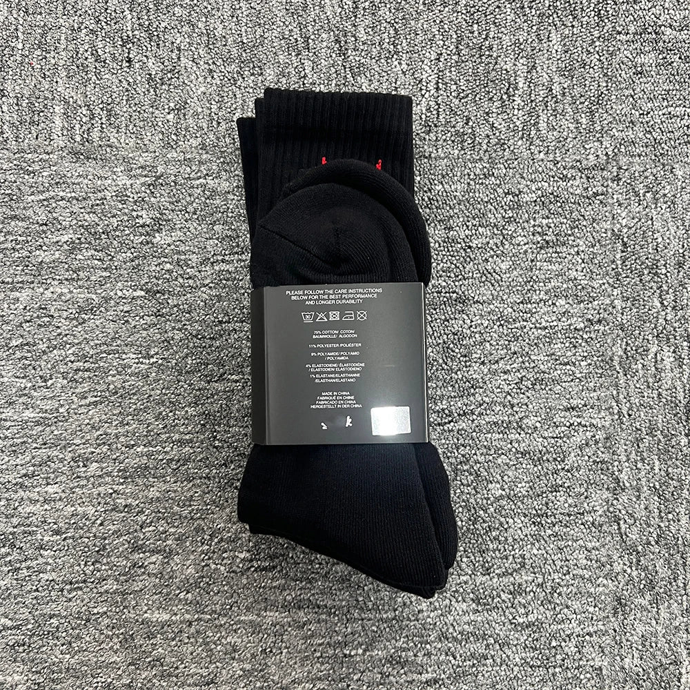 Sport Socks | Black Cotton with Heart Jacquard | Moisture-Wicking Stretch for Gym & Running | Athletic Performance