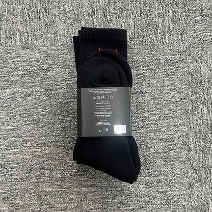 Sport Socks | Black Cotton with Heart Jacquard | Moisture-Wicking Stretch for Gym & Running | Athletic Performance