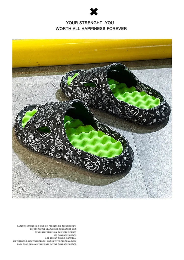 Men Flip-flops Summer Shoes Printing Sandals Trend Anti Slip Summer Sneaker Slippers Fashion Man Massage Slippers Beach Sandals