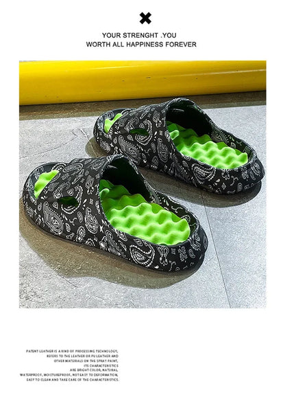 Men Flip-flops Summer Shoes Printing Sandals Trend Anti Slip Summer Sneaker Slippers Fashion Man Massage Slippers Beach Sandals