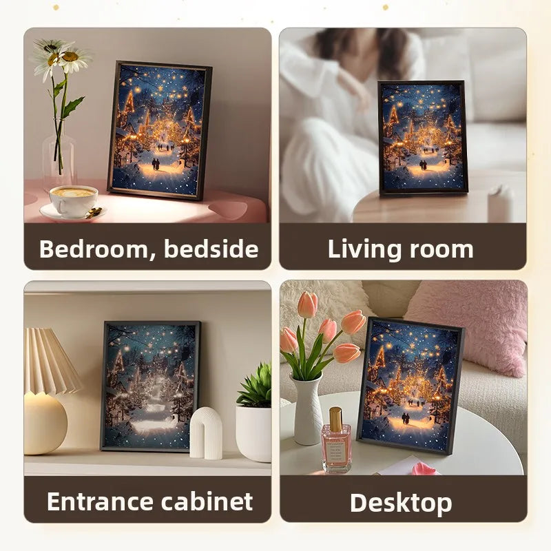 Creative Decorative Atmosphere Lamp Gift USB Powered LED Light Painting Night Light with Bluetooth Speaker Room Desk Ornaments