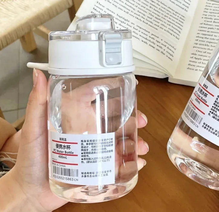 Portable Transparent Kawaii Water Bottle Sports Water Cup Plastic Handy Cup Outdoor Travel Office Essential Water Bottle ]Cup