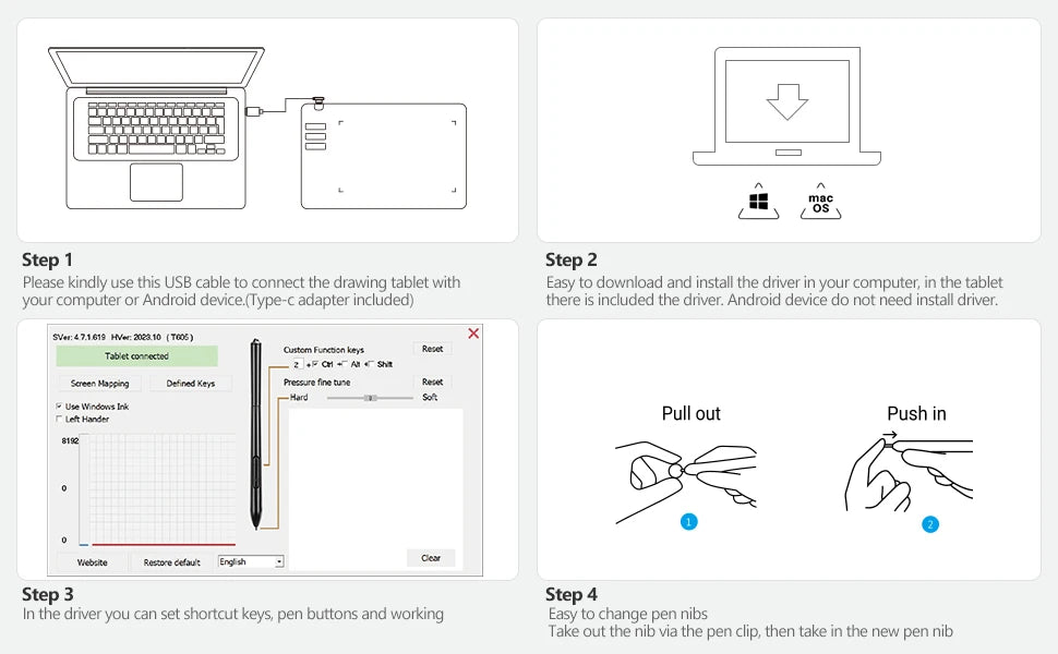 2025 Graphics Drawing Tablet Ultra-thin Art Creation Sketch Digital Tablet with Battery-free Stylus 8192 Levels Pressure