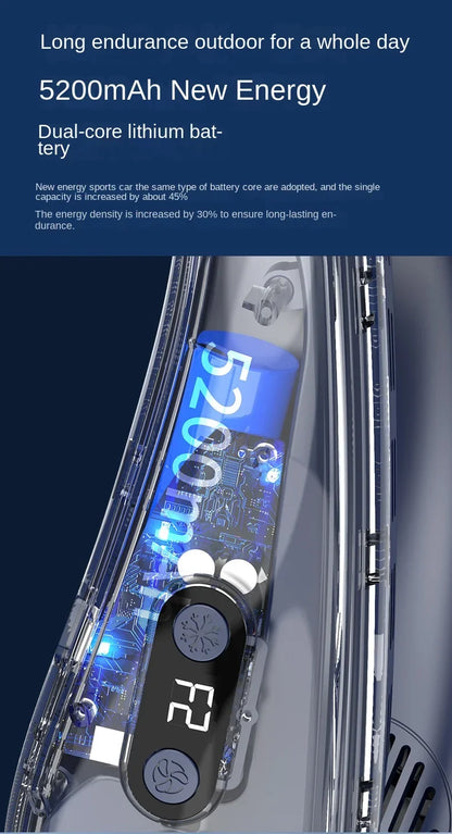 New Neck Air Conditioner Portable Neck Fan Rechargeable Semiconductor Cooling Bladeless Fan Outdoor Personal Fan Wearable Cooler