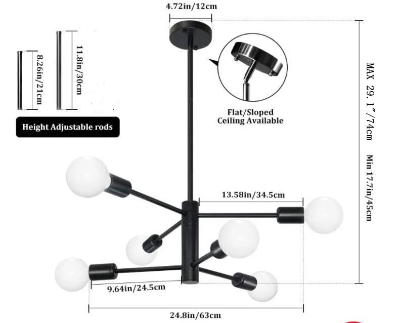 Decorative Living Room Chandelier Light 6/8/10/12 Lamps Heads Modern E27 Ceiling Chandelier Dining Room Bedroom Chandelier Lamp