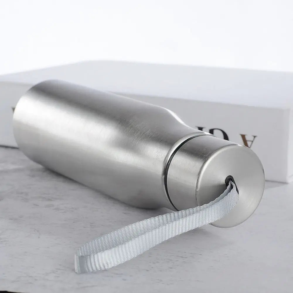 Travel for Cycling Sports with Handle Rope Cold Water Stainless Steel Drinking Cup Water Bottle