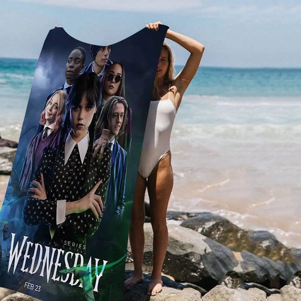 W-WednesdayS Addams Movie Cartoon Beach Towel Cute Kawaii Room Decor Bath Girls Children Hand Towels For Bathroom Shower