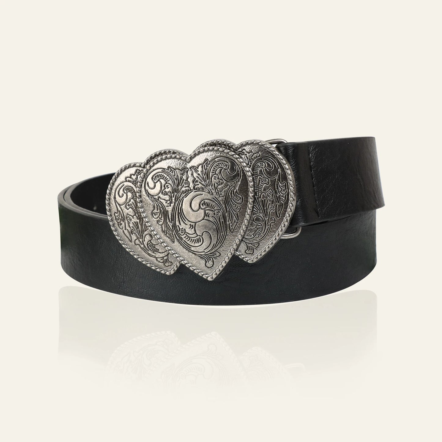 Vintage Heart Leather Belt Love Buckle Retro Embossed Belt Men's Pattern Belt Ethnic Belt Western Jeans Belt Goth