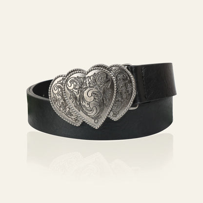 Vintage Heart Leather Belt Love Buckle Retro Embossed Belt Men's Pattern Belt Ethnic Belt Western Jeans Belt Goth
