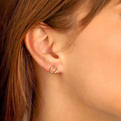 e-Manco Ladies Small Round Safety Pin Earrings Women Stainless Steel Earrings Trending Ear Ring Studs Jewelry