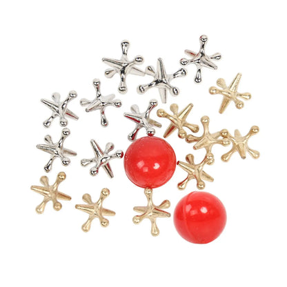 Classic Board Games Vintage with 10 Metal Jacks 2 Red Rubber Balls Traditional