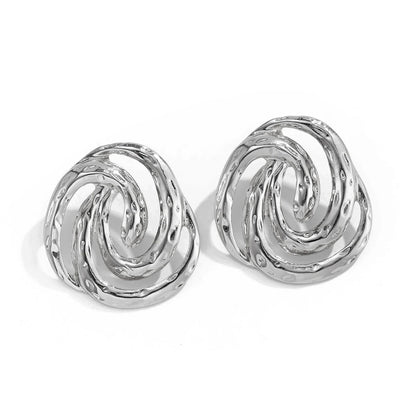 Ingemark Unique Punk Hollow Geometric Spiral Circle Stud Earrings for Women Girls Fashion Retro Piercing Earring Party Jewelry