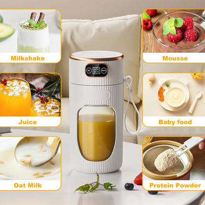 Electric Juicer 10 Blades Portable Blender LED Digital Display Small Juice Cup Rechargeable Wireless Household Milkshake Juice