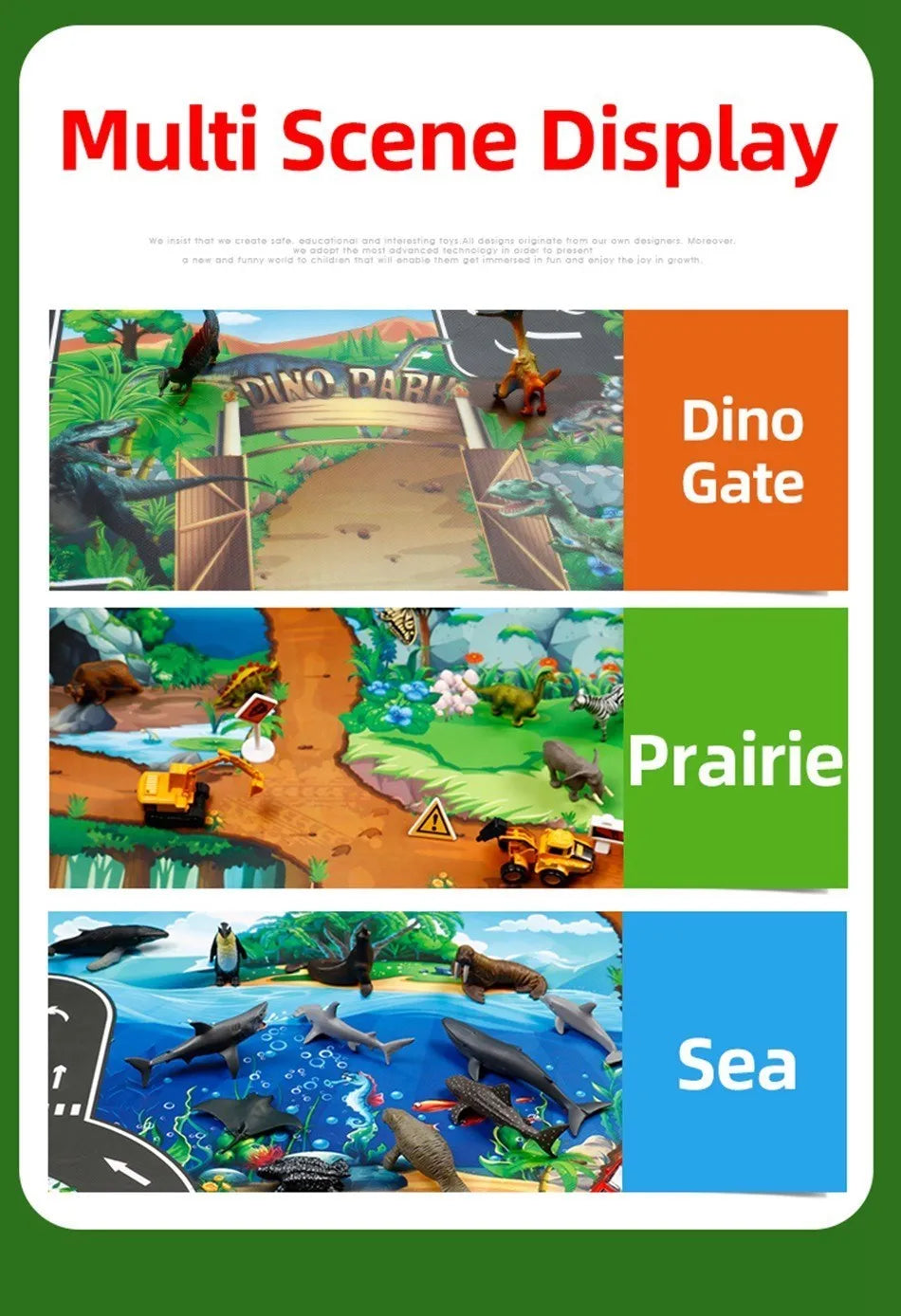 Children Playmat Activity Surface Waterproof Map Kids Animal Road Toy Baby Dinosaur Road Portable Carpet Farm Road Non-Toxic Mat