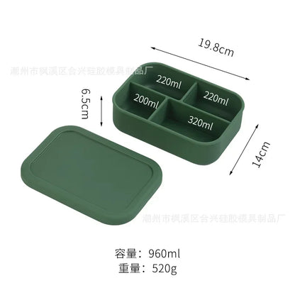New Square Silicone Bowl Baby Food Supplement Box Teenager Lunch Box With Lid Fresh-Keeping Dustproof Microwave Refrigerator