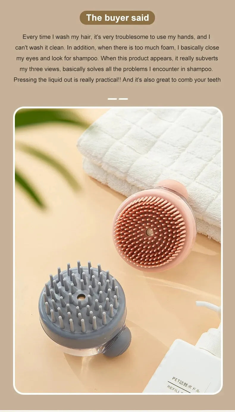 Shampoo Comb Brush Liquid-Infused Hair Brush Head Cleaning Massager Pet Bathing Scalp Massager Multi-functional Body Scrub Brush