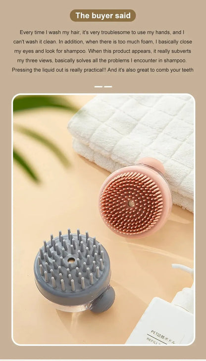 Shampoo Comb Brush Liquid-Infused Hair Brush Head Cleaning Massager Pet Bathing Scalp Massager Multi-functional Body Scrub Brush