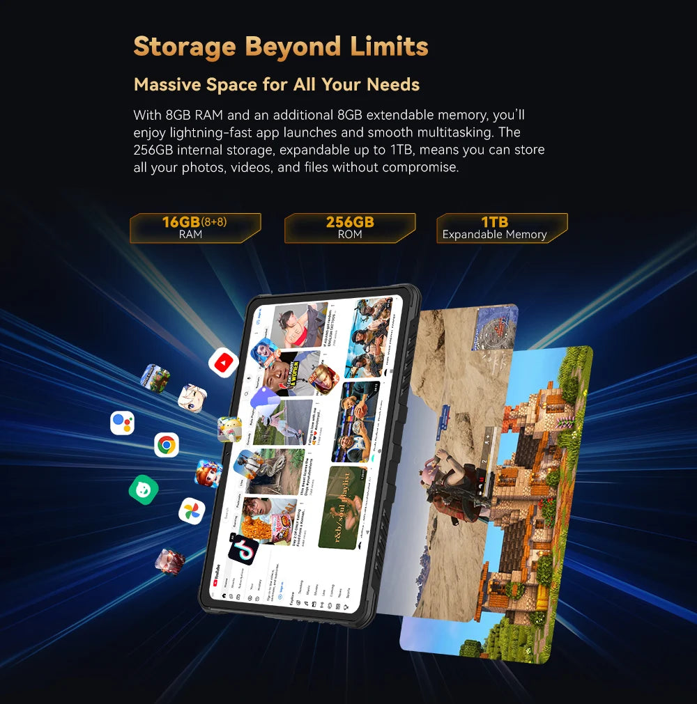 Cubot Tab KingKong 2, Rugged Tablet Android 14, Helio G99, 20400mAh Battery,16GB RAM+256GB ROM, IP68 Waterproof, 10.95" Screen