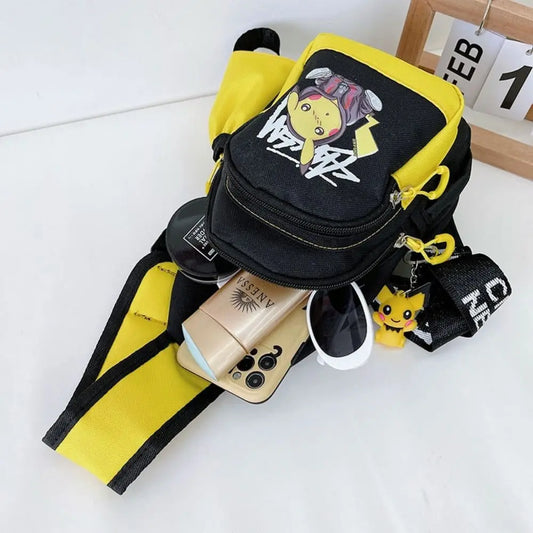 Pokemon Pikachu Casual Mobile Phone Shoulder Bag Men's Women's Style Canvas Youth Athleisure Backpack