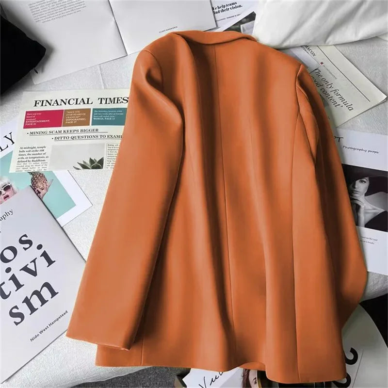 Office Lady Elegant Single Button Blazer Women New Autumn Long Sleeve Slim Jackets Casual Chic Tops Coats Outerwears Female