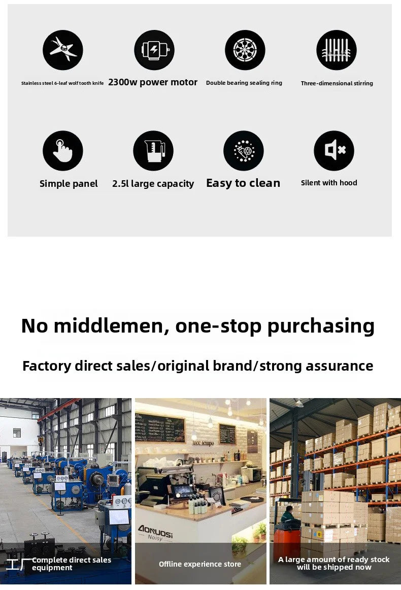 Wholesale 2L Blender for Business Household Smoothie Maker 23000r/min Stainless Steel Blade Restaurant Ice Blender Easy-Clean