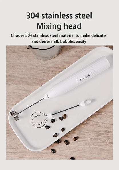 BINCOO Electric Milk Foamer Blender Stainless Steel Handheld Milk Frother Wireless Coffee Whisk Mixer Egg Beater Kitchen Tools