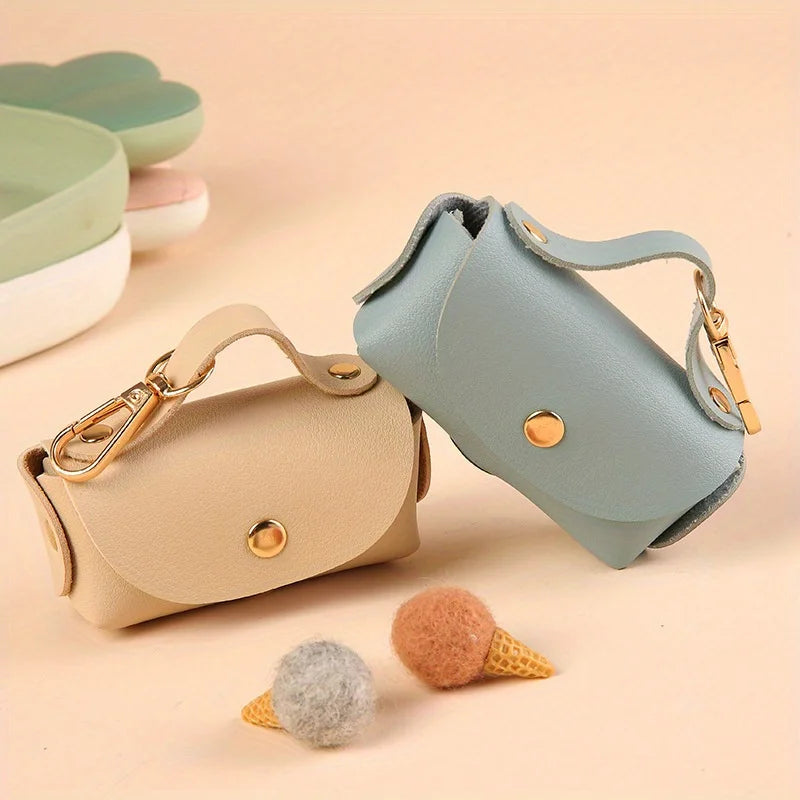 Portable Dog Waste Bag Dispenser With Leather Clip - Durable Polyester