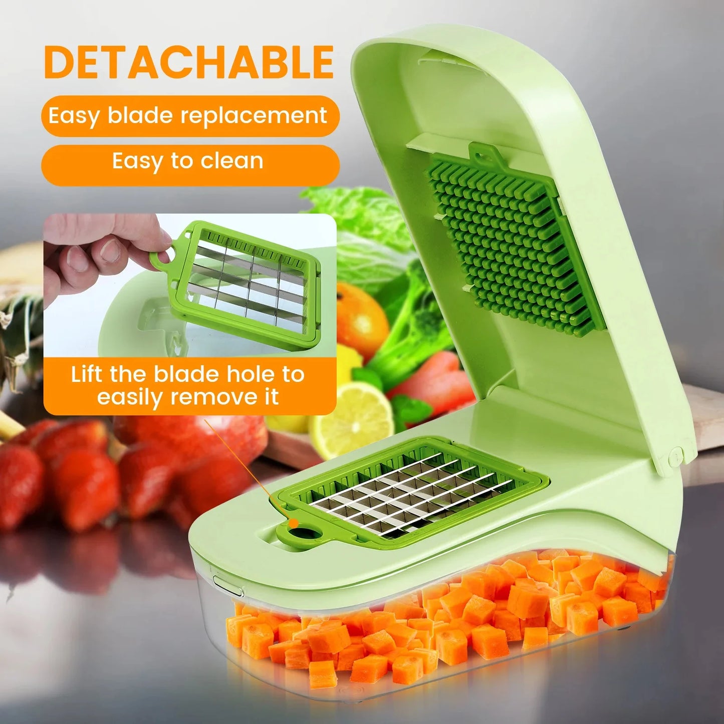 7/17 in 1 Multifunctional Vegetable Chopper - Food Grate Vegetable Slicer Food Dicer Cut Kitchen Items for Cooking & Meal Prep