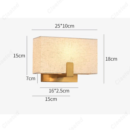 LED Fabric Lampshade E27 Decorative Wall Lamp Indoor Corridor Living Room Bedroom Bedside Wall Lamp Decorative Lighting Fixture