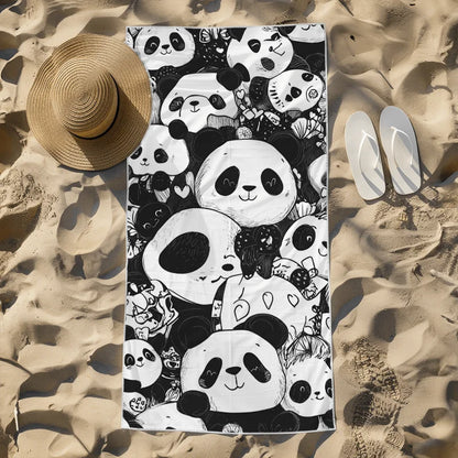 Beach Towel With Cute Panda Doodles Cartoon Beach Towel Design Sports Travel  Swim Pool Yoga More Suitable for Summer