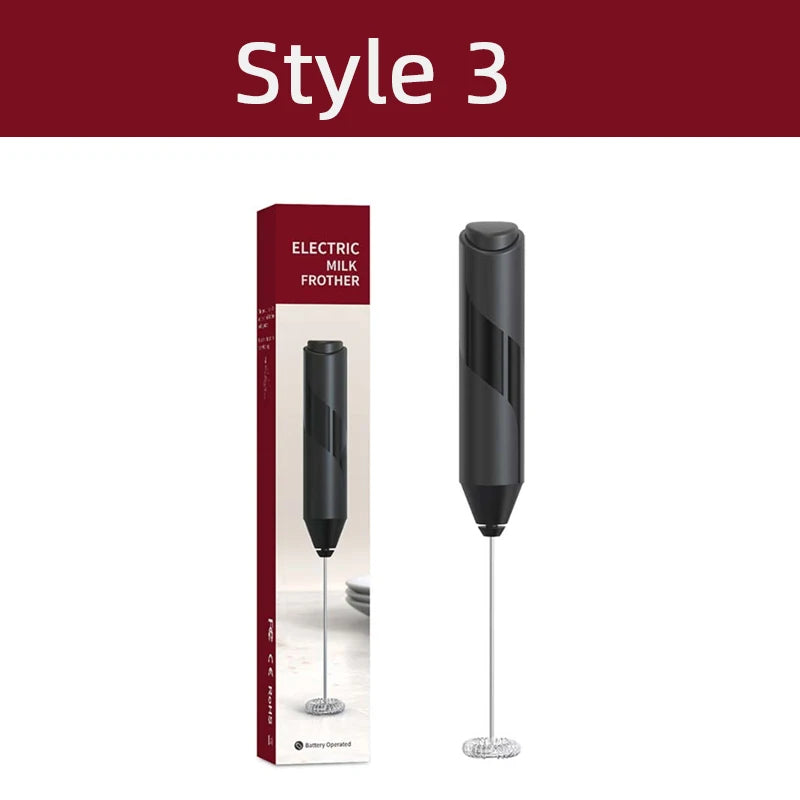 Electric Milk Frother Milk Blender Handheld Drink Mixer with Steel Stand Foam Maker Whisk Mini Blenders for Coffee Hot Chocolate