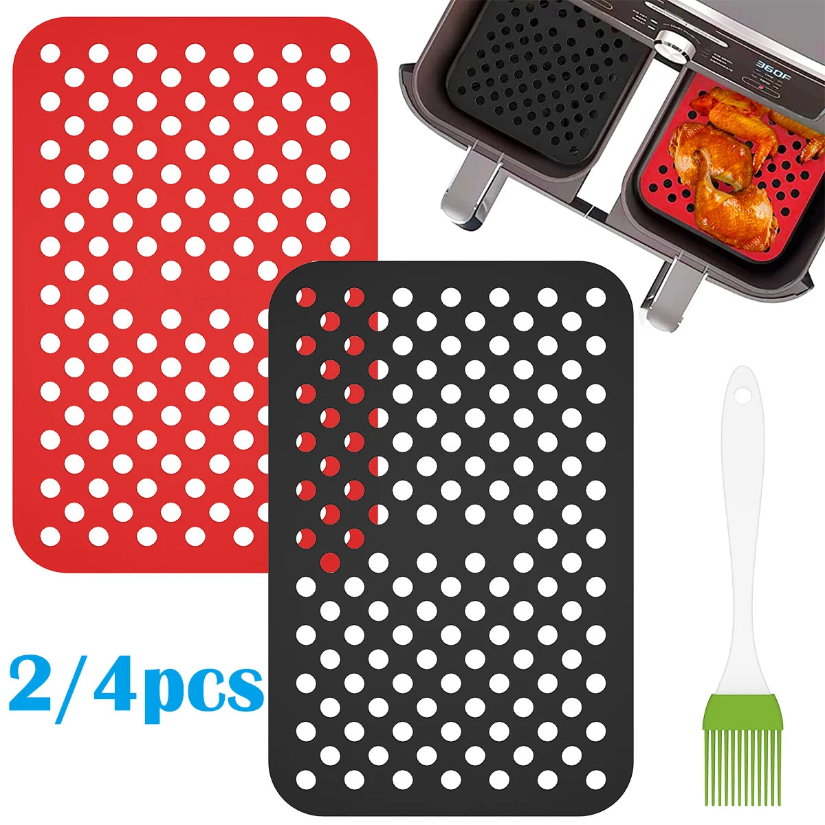 Air Fryer Silicone Mat Reusable Air Fryer Liners Non-Stick Silicone Mats Kitchen Accessories Baking Mat Pastry Tools Bakeware