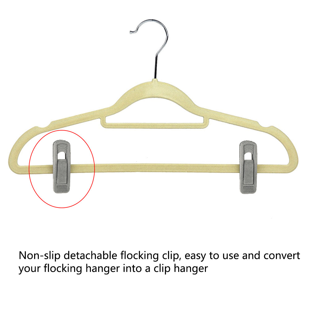 20Pcs  Artifical Velvet Flocked Non Slip Hanger Coat Clips Useful Clothes Clip Drying Racks Durable Eco-friendly Windproof