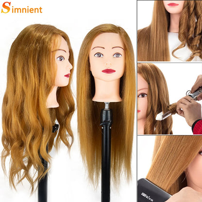 Cosmetology Mannequin Head With 25” 80% Real Hair For Braiding Hair Styling Training Head With Gift Hairdressing Salon Display