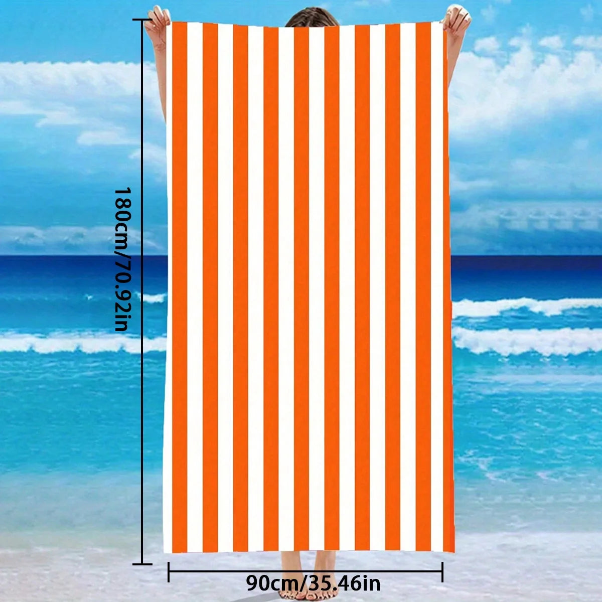 Blue White Striped Beach Towel - Quick-Dry Absorbent Polyester for Beach & Pool, Soft & Lightweight