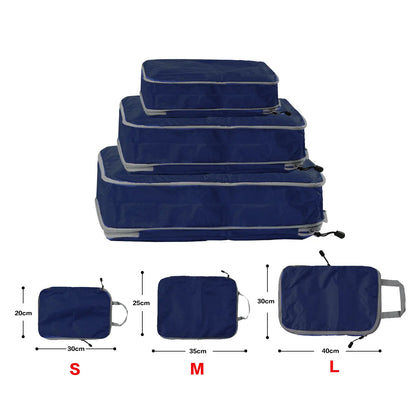 Foldable Compressible Packing Cubes, Waterproof Travel Storage Bag, Nylon Suitcase, Portable with Handbag, Luggage Organizer