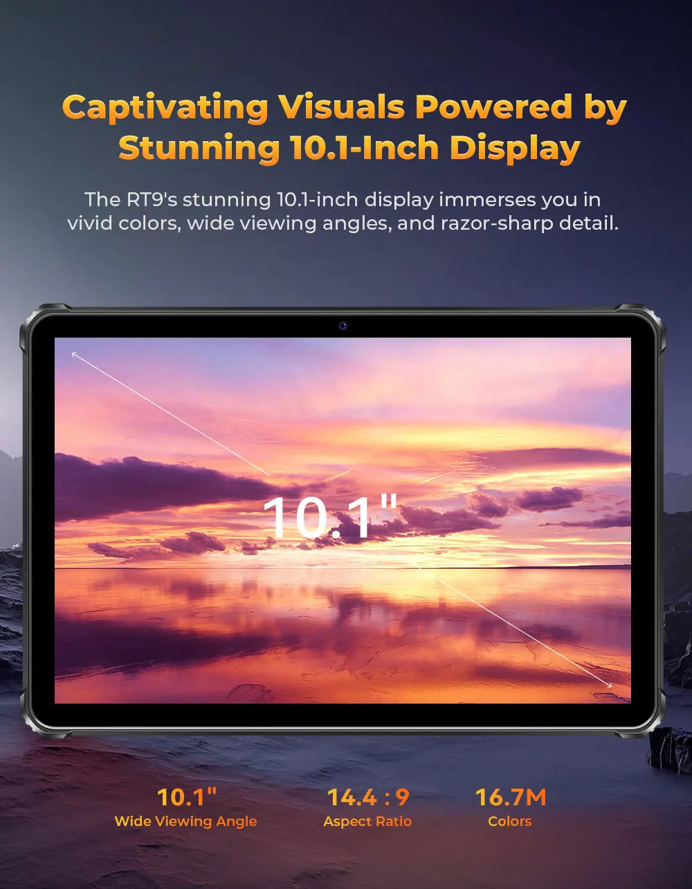 Oukitel RT9 Rugged TabletRugged Tablet 10.1" HD Display 24GB RAM 256GB Waterproof Tablet 11000mAh Battery Android 14.0 Tablet PC