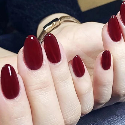 ARTAUG 24PCS Short Press On Nails Square Red High Saturation Glisten Press On Nails Full Cover Fake Nail Set Nails Charms