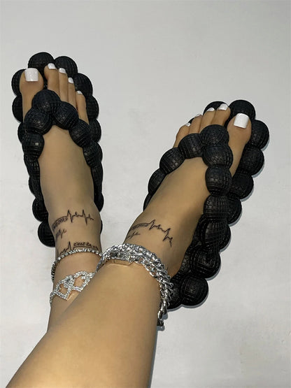 Flip-flops Bubble Shoes Summer New Fashion Open-toed Bubble Slippers 2025 Women Wear Slippers Indoor Flat Sandals Beach Shoes