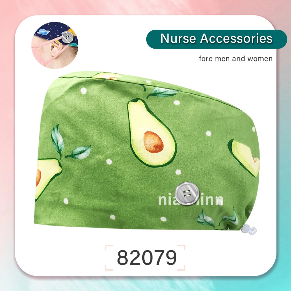 Cartoon Printed Operating Room Doctor Work Scrub Hat Pharmacy Dentistry Clinic Surgical Cap Adjustable Medical Nurse Accessories