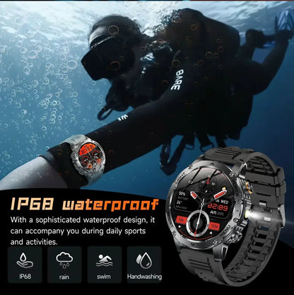 New For HUAWEI 1000mAh Large Capacity Battery Smart Watch Men Outdoor Flashlight BT Call Waterproof Sport Fitness SmartWatches